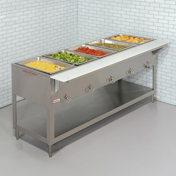 Kratos Commercial Electric Steam Table, 4 Well Stationary Hot Food Table, NSF Certified Food Warmer, 240V, 3000W (28W-112)