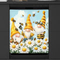 Bee Cartoon Gnomes Dishwasher Magnet Cover for Door Front, Dishwasher Panel Decal Daisy Reuseable Refrigerator Magnet Cover Decal Fridge Stickers Home Decor, 23 x 26 Inch