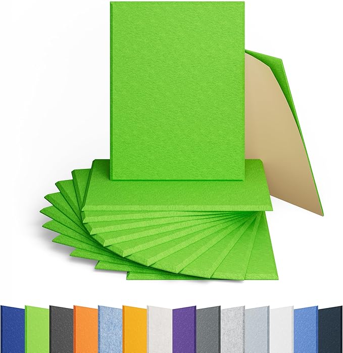 12 Pack Acoustic Panels Self Adhesive Sound Proof Foam, High Density Sound Acoustic Panel, 16X12X0.4 Inch 4:3 Rectangle Panels in Home, Office, Reccording Room, Studio, More(Fruit Green)
