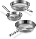 Stainless Steel Frying Pan Set 8+10+12 Inch,Tri-Ply Stainless Steel Skillets,Brushed Steel Pans for Cooking,Oven&Dishwasher Safe,Induction and All Stove Compatible