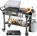 Portable Stand for Blackstone 17 & 22 Inch Griddle - Sturdy Outdoor Grill Table for Ooni Pizza Oven, Ninja Woodfire Grills, Foldable Grill Cart w/Wheels, Gas Tank Mount & Storage Shelf