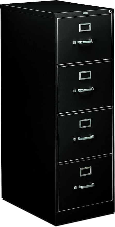 HON 4-Drawer Legal File - Full-Suspension Filing Cabinet, 26-1/2-Inch Black (310 Series - Model 314CPP)
