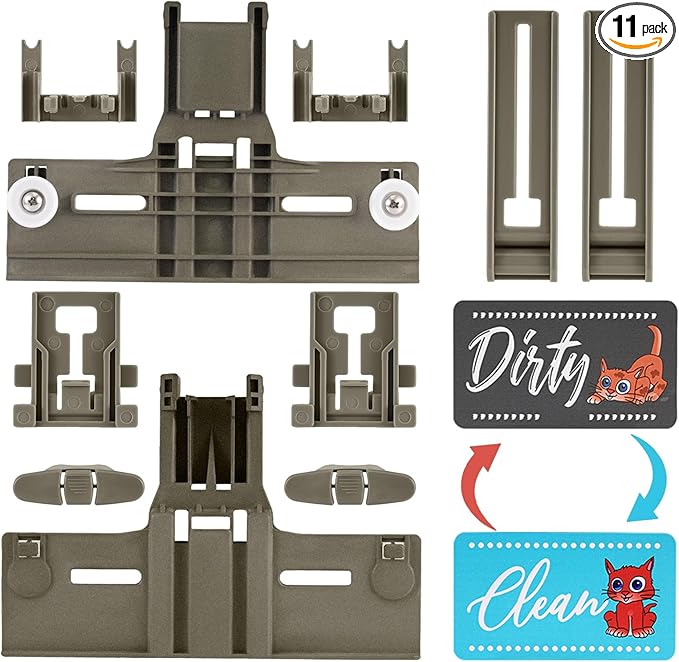 UPGRADED Dishwasher Top Rack Adjuster W10350375 - Fits Kenmore 665 Dishwasher Whirlpool Dishwasher Replacement Parts WDT730PAHZ0, WDT970SAHZ0, W10712395, WDTA50SAHZ0 Dishwasher Top Rack Parts 11 PACKS