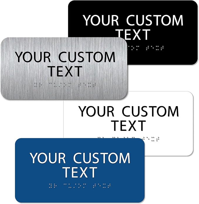 ALPHA DOG ADA SIGNS Custom ADA Braille Room Sign 4x8 Inch - Personalized Office Door Name Plate with Grade 2 Braille - ADA and Title 24 Compliant Signage - Made in USA - White