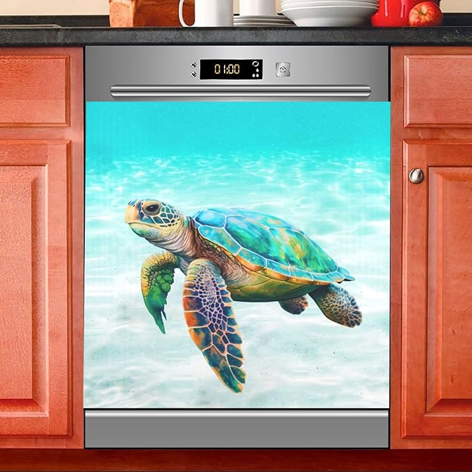 Sea Turtle Dishwasher Magnet Cover Sticker Magnetic Refrigerator Panel Front Door Fridge Microwave Decal Decorative