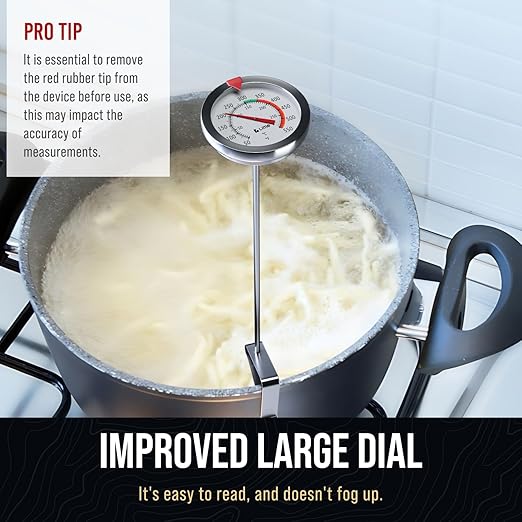 Candy Thermometer with Pot Clip - Deep Fry Oil Thermometer for Frying and Candle Making - Lemon