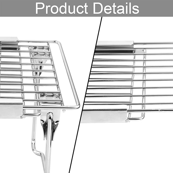 Orgneas Expandable Cabinet Shelf Organizer, Adjustable Freezer Shelf 15.8"-22" Thickened Heavy Duty Organizer and Storage Shelf for Kitchen Cabinet Pantry Refrigerator