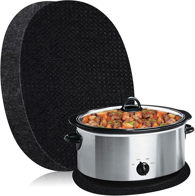 Heat Resistant Mat for Crockpot Slow Cooker with Appliance Slider Function, 2 Pack Countertop Protector for Crock Pot Slow Cookers, Crock-Pot 3-10 Quart, Hamilton Beach Slow Cooker