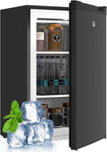 HOMCOM Mini Freezer Countertop, 3 Cu.Ft Compact Upright Freezer with Removable Shelves, Reversible Door for Home, Dorm, Apartment and Office, Black