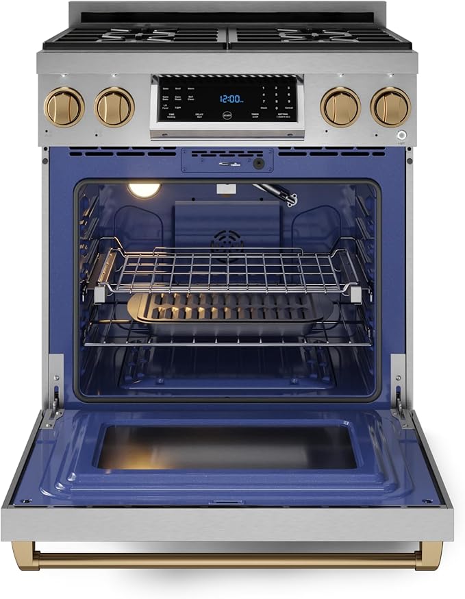 Gordon Ramsay by THOR Kitchen 30 Inch Professional Liquid Propane Range with Tilt Panel Touch Control in Stainless Steel/Bronze