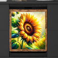 Painting Sunflowers Flower Dishwasher Magnet Cover Front Dishwasher Cover Decor Reusable Magnetic Door Cover Panel Decal Home Appliances Stickers Kitchen Refrigerator Fridge 23"x26"