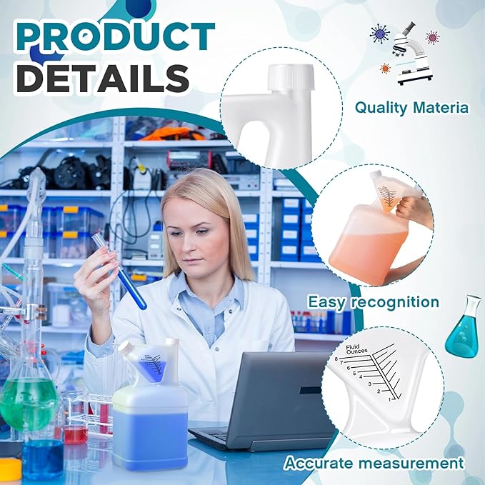 1 Pcs 128oz Measure Container and Pour Measuring Containers HDPE Plastic Measuring Bottle, 8oz Measure Capacity