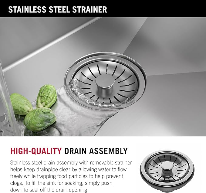 DELTA FAUCET Delta Lenta 32-inch Undermount 16 Gauge Stainless Steel Single Bowl Kitchen Sink with Accessories, 953034-32S-SS, Satin
