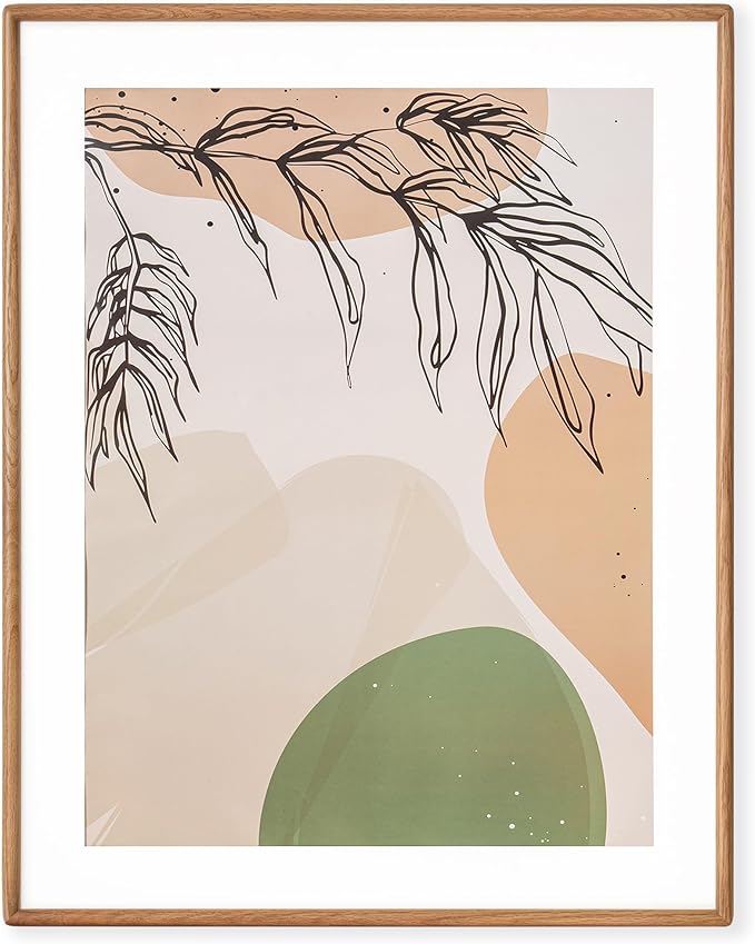 Axeman 22x28 Oak Frame - Rounded Corner 22 x 28 Poster Frame Matted to 18x24 - Natural Oak Wood Picture Frame with Tempered Glass Wall Mount Display