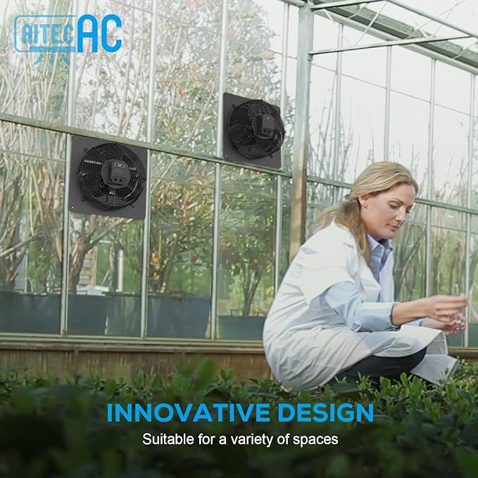 10 Inch Shutter Exhaust Fan, High-Speed Vent Fan with Temperature Humidity Controller, Suitable for Attics, Greenhouses, Garages