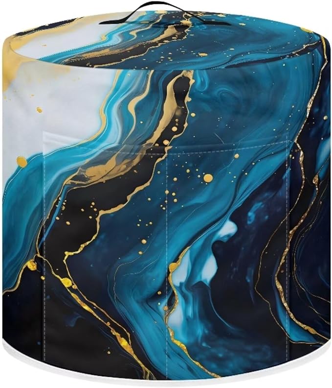 Flashideas Blue Marble Print Pressure Cooker Cover for Women Dust-proof Cover for Rice Cooker Air Fryer Kitchen Appliance Covers with Top Handle and Pocket Home Kitchen Decor Gifts for Friends