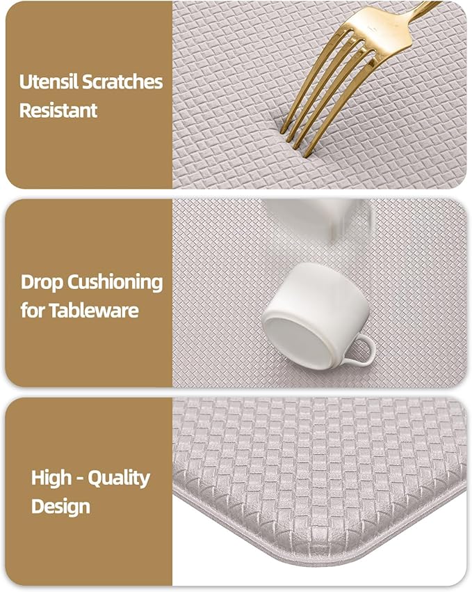 Color&Geometry Anti Fatigue Cushion Padded Kitchen Mat for Floor - 17x29+17x59,Easy Clean, Water & Oil Proof, Anti Slip, Foam Rubber Runner Rug for Front Sink Comfort Standing, Floral White Set of 2