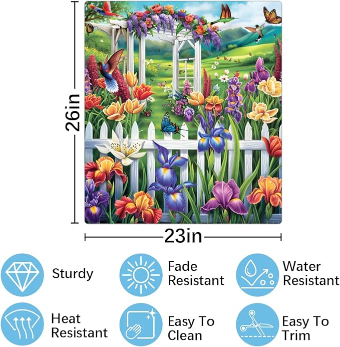 Garden Iris Bird Butterflies Dishwasher Magnet Cover, Reusable Refrigerator Panel Stickers Microwave Front Door Covers Magnets for Kitchen Home Appliances Holiday Party Decorations 23 X 26 in