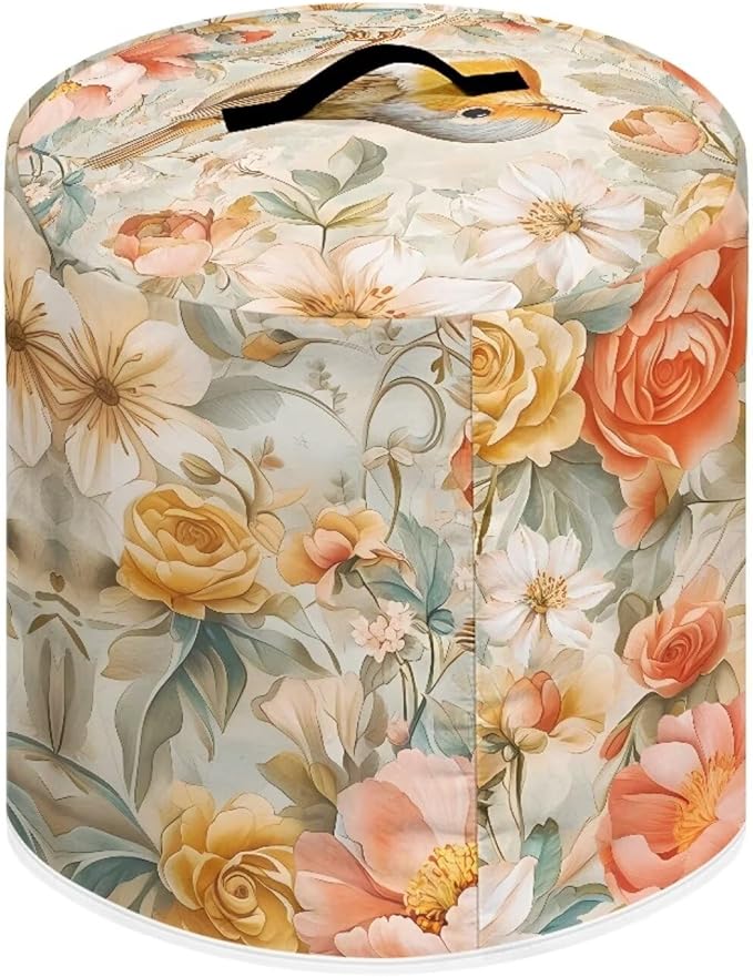 TODIYADDU Soft Floral Bird Pressure Cooker Cover with Handle Fashion Kitchen Appliance Dust Covers for Instant Pot Portable Air Fryer Dust Cover Round Protective Cover Bag Trendy Home Decor Gifts, M