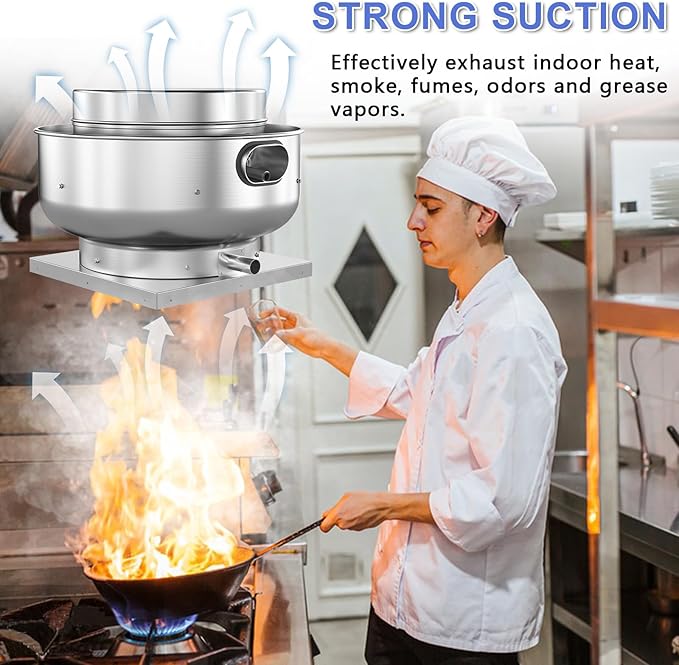 Restaurant Hood Grease Rated Exhaust Fan- Food Truck High Speed Direct Drive Centrifugal Upblast Exhaust Fan 0.25HP 110 Volt Single Phase Motor 1500-1700 CFM
