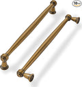 khtumeware 10 Pack 8 Inch(203mm) Antique Brass Cabinet Pulls Soild Vintage Brass Kitchen Cabinet Handles Aged Gold Kitchen Cabinet Hardware for Cupboard Drawer Handles Dresser Pulls