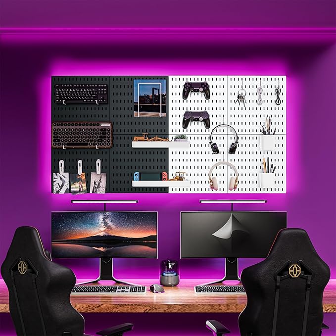 Wall-Mounted Pegboard Kit, 25.2" x 25.2" Organizer Panel – Large, Cost-Effective & Nail-Free Installation Blue
