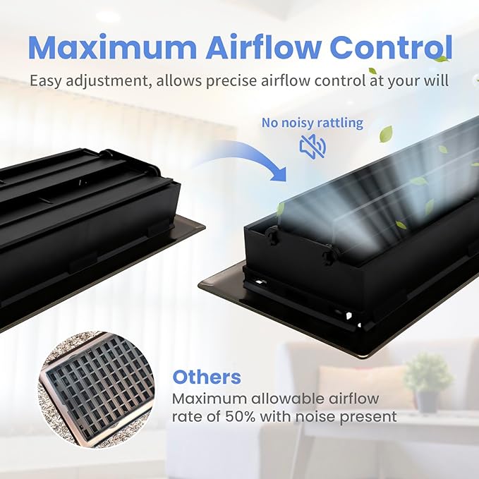 4x8 Inches Heavy Duty Walkable Floor Register Easy Adjust Air Supply Lever Floor Vents - Seattle Design - Vent Cover for Home Floor - Satin Nickel