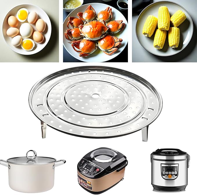 Steamer Rack, 11" / 28cm 304 Stainless Steel Removable Legs Multifunction Steaming Stand Holder Rack for Steamer Pot Pans