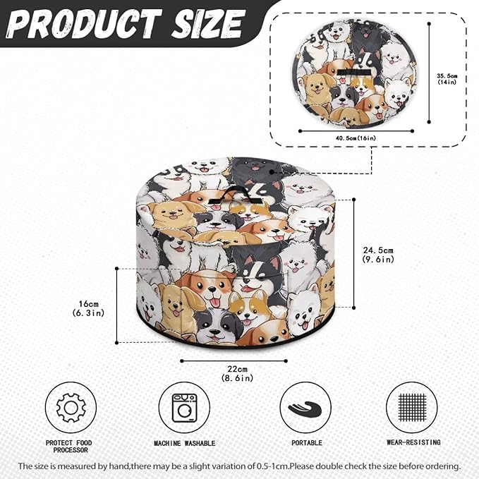 Cartoon Dogs Print Slow Cooker Cover with Storage Pocket Portable Stain Resistant Slow Cooker Cover for Kitchen Extra Accessories Fit 6/7/8 Quart Electric Oval Crock Pot