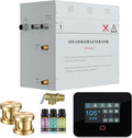 Builders Series 10.5kW Steam Bath Generator with Quickstart Continuous Steam, Black Digital Touch Pad, Built-in Auto-Drain, and Aroma Steamhead in Gold Finish