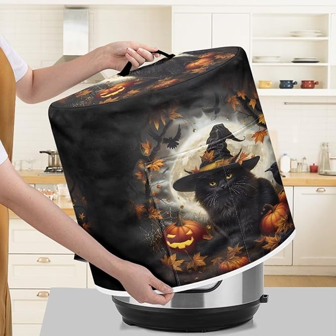 8 Quart Pressure Cooker Dust Cover Accessories Kitchen Appliance Dust & Stains Protection Air Fryer Rice Cooker Cover Halloween Horror Black Cat