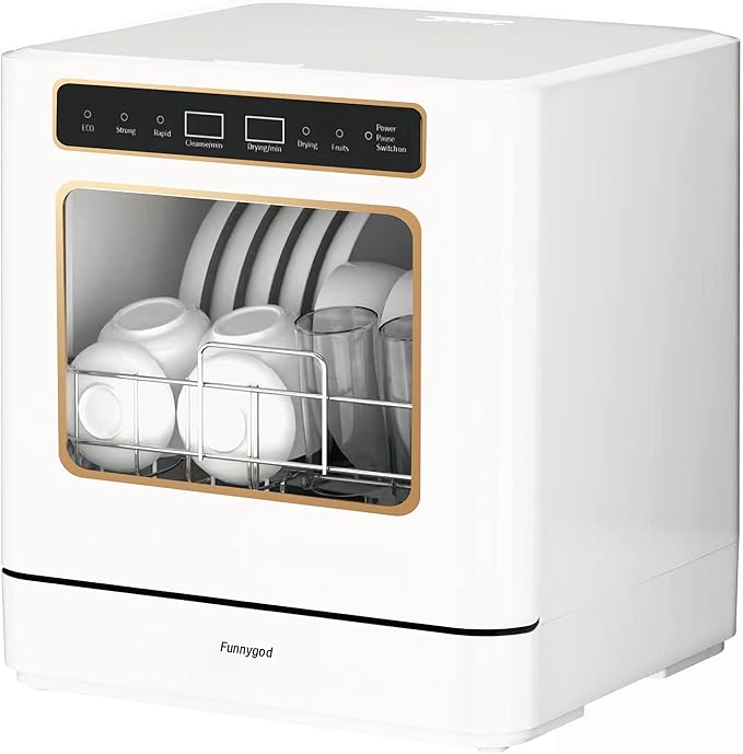 Dishwasher Countertop dishwasher Portable small automatic cleaning 4 cleaning modes and drying and disinfection mode Automatic water absorption and connection to the faucet