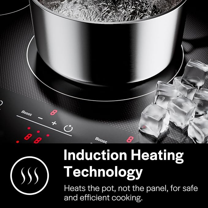 Empava 36 Inch Built-In Electric Induction Cooktop, 5 Zone Smooth Glass Surface, Touch Sensor Panel, Power Boost, Timer Control, Child Lock Feature, Hardwired Kitchen Appliance