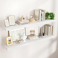 Floating Shelves for Wall 48"W x 9"D x 1.5"H, Long Engineered Wood Wall Shelves with Invisible Brackets for Living Room Bedroom Bathroom Office Kitchen Decor and Storage, White Finish, Set of 2