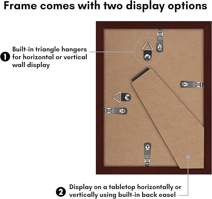 Americanflat 5x7 Picture Frame with Polished Plexiglass - Set of 5 - Use as 4x6 Frame with Mat or Display 5x7 Photo Without Mat - Galleria Collection - Picture Frames for Tabletop and Wall - Mahogany