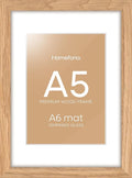 Homeforia A5 Wood Picture Frame, High-End Natural Oak 5.8x8.3 Frame Matted to 4.1x5.8 inch Photo, A5 Size Wooden Frames with Mat A6 for Art, 5.8 x 8.3 Poster Frames, Tempered Glass, Wall Kit, Set of 1