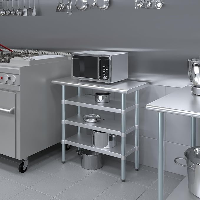 18 in. x 36 in. Stainless Steel Work Table with Three Bottom Shelves | NSF Kitchen Prep Table | Utitly Metal Table