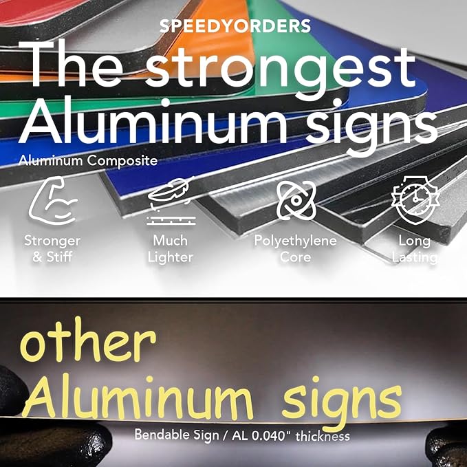 Custom Aluminum Business Signs, Personalized Outdoor Signs, Waterproof, Silver Brushed 20x20 In