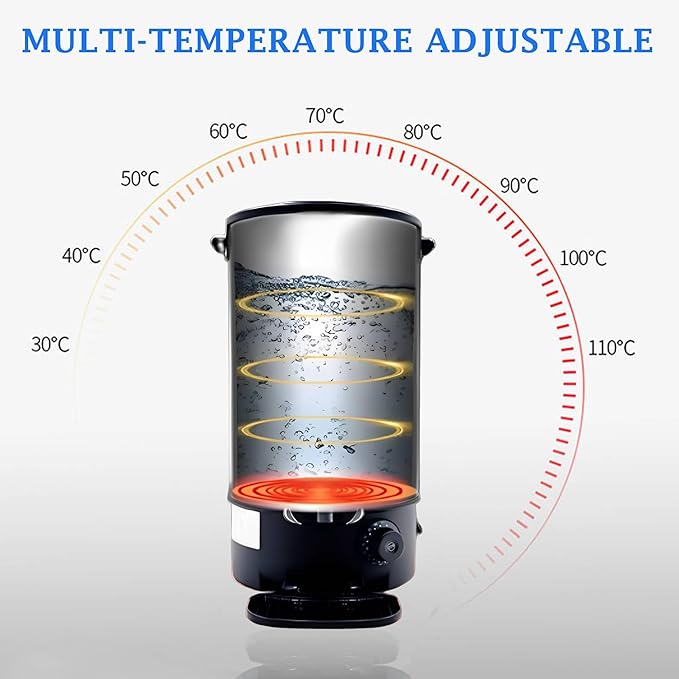 Commercial Electric Kettle Warmer Stainless Steel Hot Water Dispenser Hot Water Boiler And Warmer with Faucet Quick-Temp or Boil for Tea Coffee 1500W 19.6 Liter Capacity