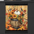 Autumn Birdie Pumpkin Dishwasher Magnet Cover, Reusable Refrigerator Panel Stickers Microwave Front Door Covers Magnets for Kitchen Home Appliances Holiday Party Decorations 23 X 26 in
