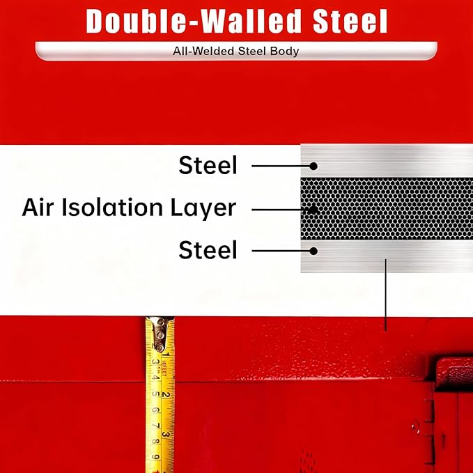 Flammable Storage Cabinet 16 Gallon Red, 18 Gauge Galvanized Steel Chemical Safety Cabinet, 3-Point Locking System & Adjustable Shelf for Warehouses, Industrial Use, Garage & Home