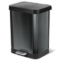 Glad Stainless Steel Step Trash Can with Clorox Odor Protection | Large Metal Kitchen Garbage Bin with Soft Close Lid, Foot Pedal and Waste Bag Roll Holder, 13 Gallon, Pewter
