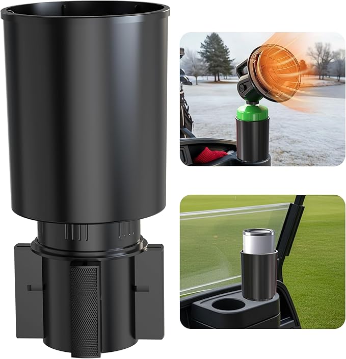 Golf Cart Cup Holder & Propane Heater Holder Universal Adjustable, Fits EZGO, Club Car, Yamaha, Higher Cup Holder for Securely Holds 16 oz Propane Tanks, Golf Cart Heaters & Large Drink Container