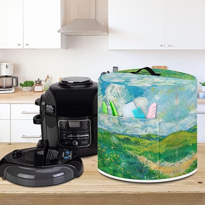 Flashideas Van Gogh Wheatfield Pressure Cooker Cover for Women Dust Protection Insulated Rice Cooker Cover with Easy to Clean Lining Dust Cover with Pockets for Instant Pot 6 Quart Appliance Cover