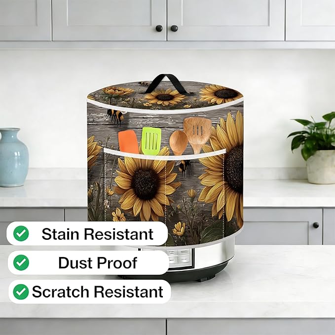 Air Fryer Dust Cover with Top Handle and Storage Bag, Compatible with Rice Cookers, Pressure Cookers, Slow Cookers and Air Fryers, Available in 3-Quart, 6-Quart and 8-Quart Sizes.