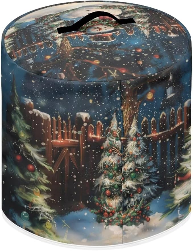 Christmas Cute Snowman Print 8 Quart Pressure Cooker Cover Dust-proof Kitchen Appliance Protector Air Fryer Dust Cover with Top Handle and Pocket