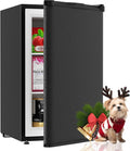 TABU 3.6 Cu Ft Upright Freezer, Compact Freestanding Mini Freezer with 7 Adjustable Thermostat & Removable Shelves, Reversible Stainless Steel Door, Black
