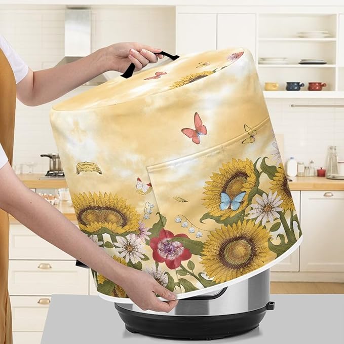 TODIYADDU Sunflower Air Fryer Cover Dust Cover Butterfly Instant Pots Pressure Cooker Cover Compatible with Most Kitchen Appliances Exquisite Instant Pots Pressure Cooker Accessories Presents