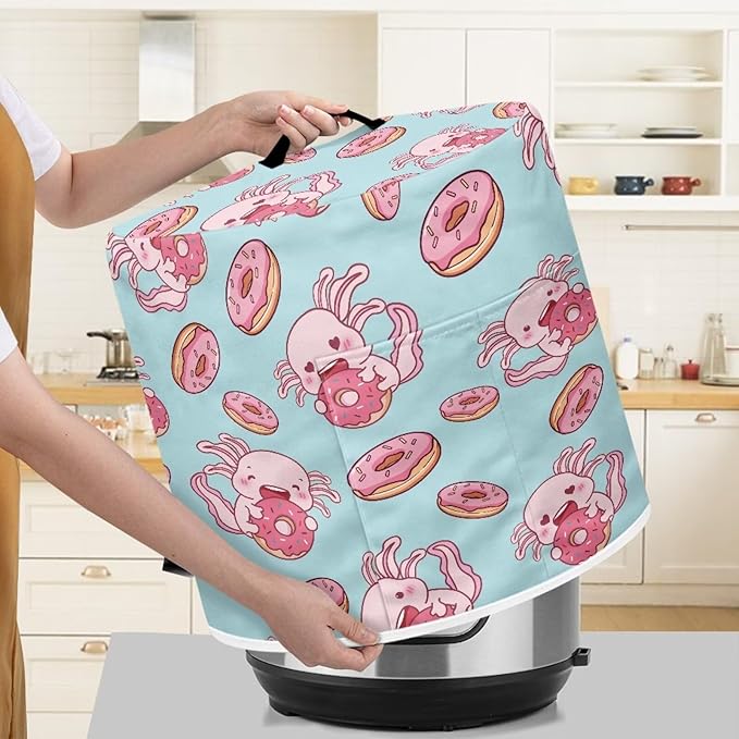 Axolotl Kitchen Appliance Covers, Dust Cover for 6 qt Air Fryer & Pressure Cooker Kitchen Appliance Accessories with Storage Pockets, Machine Washable