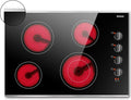 Karinear 30 Inch Electric Cooktop 4 Burners, Knob Control Built-in Ceramic Cooktop, 30" Radiant Electric Stove Top with Glass Protection Metal Frame,Hot Surface Indicator, 220-240v, Hard Wire, No Plug